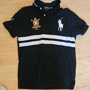 Polo by Ralph Lauren Navy and White Men's Polo Shirt